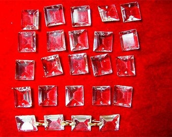 25 Pieces VINTAGE 1940's Square 2 Hole Czech. CRYSTAL CHANDELIER  Prisms - Mix of Assorted Sizes  Lighting Parts