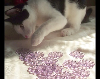 Vintage,  1 1/8" ROSETTES,  Light Purple CRYSTAL, for Chandeliers -Lighting  - Crafts  - (3 Dollars & fifty cents ) EACH Piece