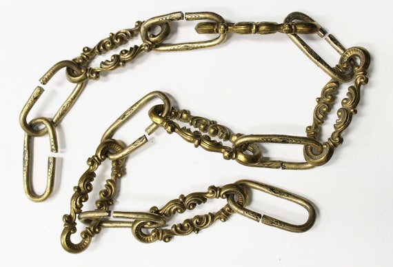 26" Vintage Chandelier Chain with Ornate Brass Design Links, H-12 (2 Available)