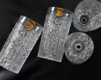 Vintage Empoli Etched Crystal Glass Column: Italian Lamp Part