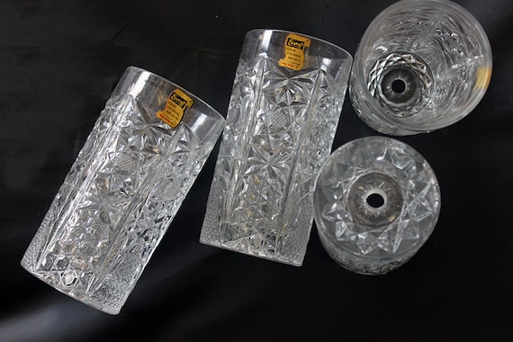 1 Piece  - Empoli Genuine 30% Lead Vintage 5 1/2" Etched Crystal, Glass Column from Italy, ~ 6 AVAILABLE ~ Lamp Lighting Projects and Repair