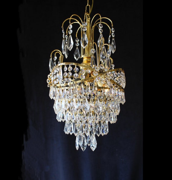 Vintage gold crystal chandelier deals