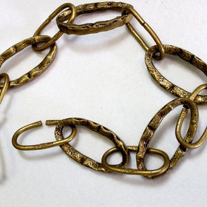 22&quot; LARGE, Heavy BRASS VINTAGE 50&#39;s, Rare Spanish Chain, Thick Textured Design Links, C-3