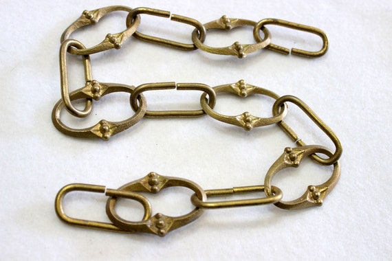 21" Inches Vintage 60's Brass Chain Mid Weight, Ornate  Raised Chandelier Chain, Lighting Accessories C -8