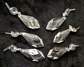 Vintage Italian Crystal Chandelier Prisms - 6 Piece Set
