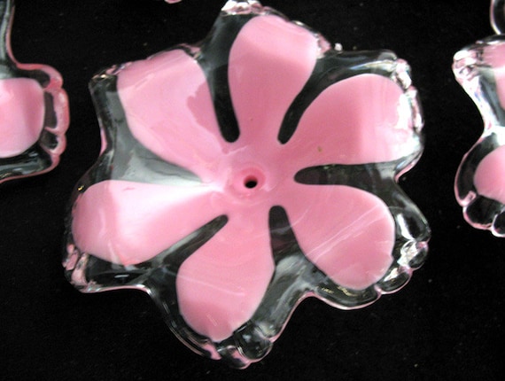 Vintage Pink Lucite FLOWER 4 1/2 " Bobeshes ~ 3 DOLLARS EACH Bobeche ~ Chandelier Lamp Lighting Parts Accessories ~ Arts & Crafts Suppliesw