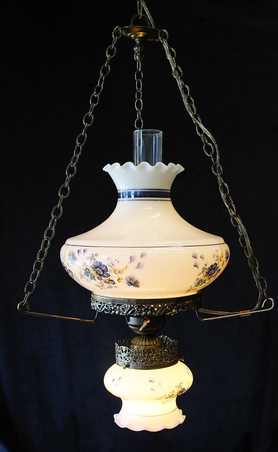 Vintage 15x 28 Hurricane Glass Ceiling Light Lamp Chandelier 2