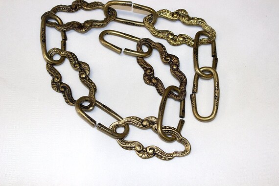 24" Vintage 60's Chandelier Chain, with Ornate Brass Design Links, Mid Weight AA -3