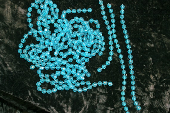bundle of 100 pieces,  Beautiful, Vintage, 7 mm, Plastic, Turquoise, BEAD Strands, 9 1/4 inches in length, Arts & Crafts, Craft Supplies