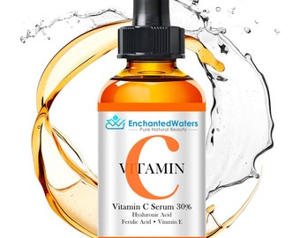 High Potency 30% Vitamin C Serum with Hyaluronic Acid & Ferulic Acid - Natural Skin Care for Anti-Aging, Wrinkles and Fine Lines - Serum