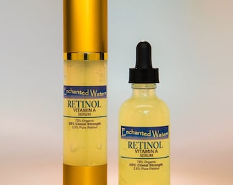 El suero de vitamina A con retinol de venta libre más potente al 2,5 % con ácido hialurónico - Fórmula antienvejecimiento de fuerza clínica de Enchanted Waters