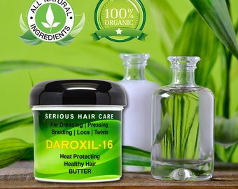 Natural Hair Butter for Growth & DHT Block - DAROXIL-16 - 16 Organic Essential Oils -Also For Dressing | Pressing | Braiding | Locs | Twists