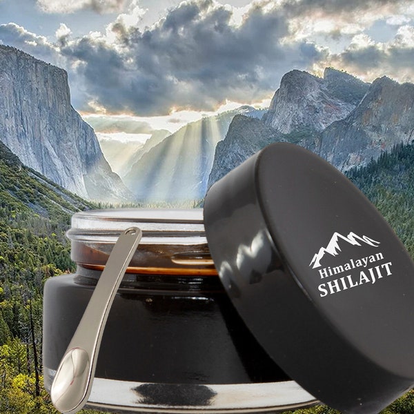 Resina suave Shilajit del Himalaya 100 % pura de grado "A", procedente de más de 16 000 pies en las montañas del Himalaya.