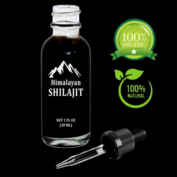 Puro 100 % Shilajit del Himalaya, resina líquida, extremadamente potente, orgánico, ácido fúlvico, procedente de más de 16 000 pies en las montañas del Himalaya de la India.