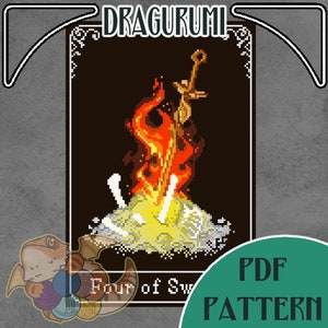 Four of Swords - Bonfire dark souls counted cross stitch digital pattern