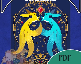 Final Fantasy XIV Ruby Rite carbuncle counted cross stitch digital pattern