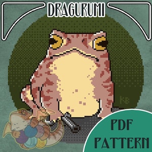 Threat Level: Toad frog counted cross stitch digital pattern