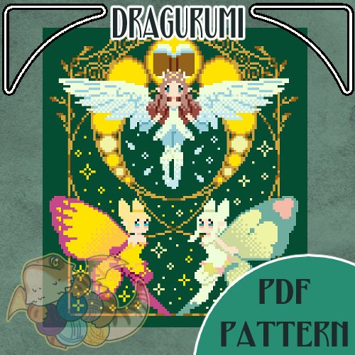 Final Fantasy XIV Embrace scholar Eos Selene fairy counted cross stitch digital pattern