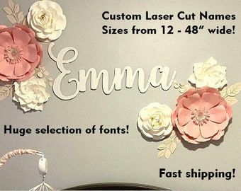 Wooden Name Sign 12-48" Wide, Nursery Name Sign, Personalized Wood Name, Cursive Name Sign, Crib Name Sign, Custom Laser Cut Name Sign,