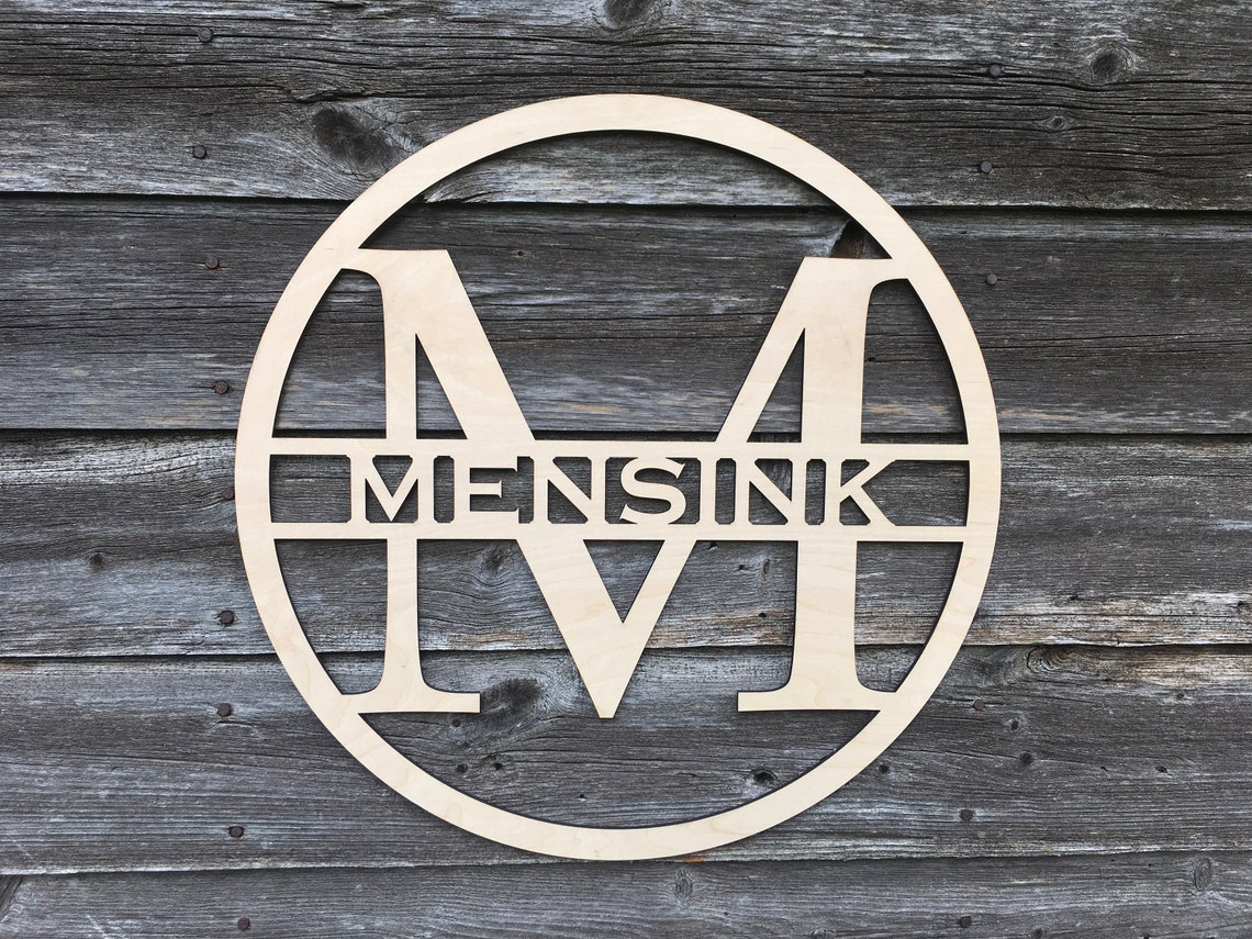 Wood Monogram With Name Custom Laser Cut Wood Sign Family - Etsy