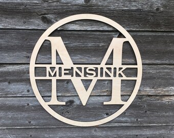 Custom Wood Monogram Sign: Laser Cut Family Name
