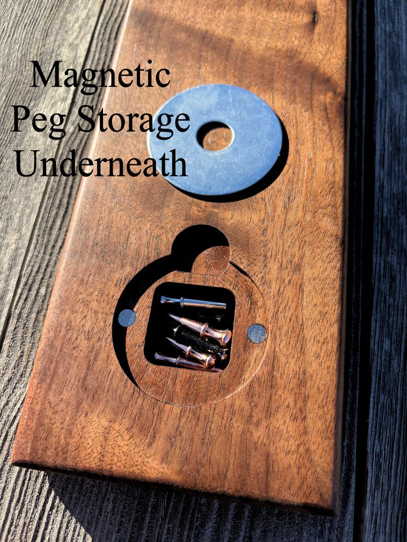 Handmade Personalized Black Walnut Cribbage Board with Metal Pegs image 6