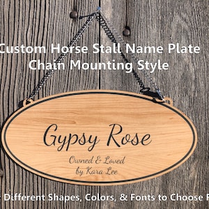 Placa personalizada con el nombre del puesto de caballos, letrero de puesto de acrílico personalizado, letrero resistente a la intemperie de decoración de granero, equino, granero, establo, espectáculo de caballos, rodeo, mascota