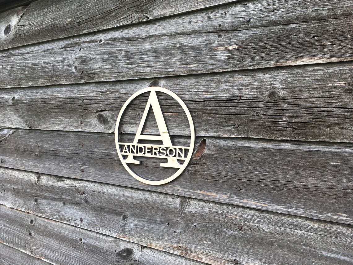 Wood Monogram With Name Custom Laser Cut Wood Sign Family - Etsy