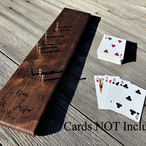 Handmade Personalized Black Walnut Cribbage Board with Metal Pegs image 8
