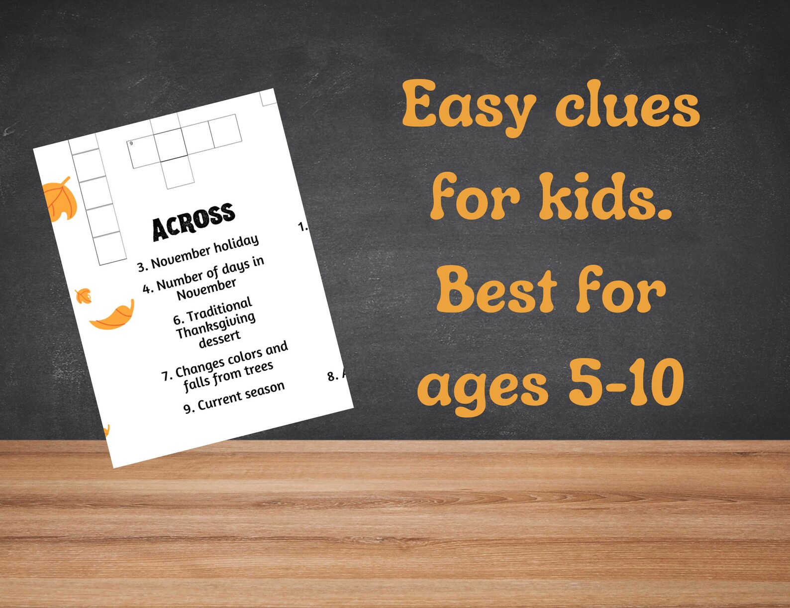 Printable November Crossword For Kids fall Game thanksgiving Etsy Printable November Crossword For Kids fall Game thanksgiving Etsy