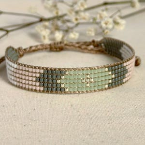 PASTEL Perlenarmband -  Miyukiarmband ~ Armband aus japanischen Glasperlen ~ grau - champagner - gewebt