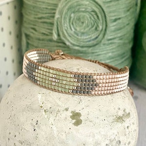 PASTEL beaded bracelet - Miyuki bracelet ~ bracelet made of Japanese glass beads ~ grey - champagne - woven