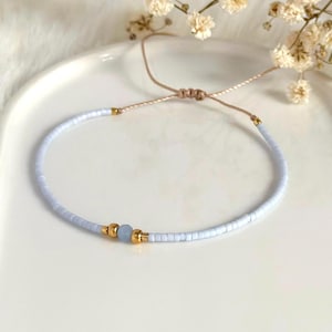 Armband aus Miyuki Perlen, minimalistisch Perlenarmband - filigran - hellblau Stapelarmband