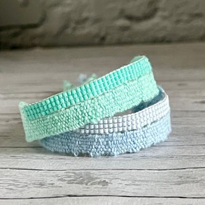 Woven linen bracelet sky Miyuki Beads image 4