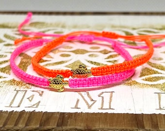 Armband Armcandy Makramee Turtle Neon pink orange