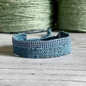 FORGET-ME-NOT Gewebtes Armband aus Leinen blau Miyuki Beads Bild 5