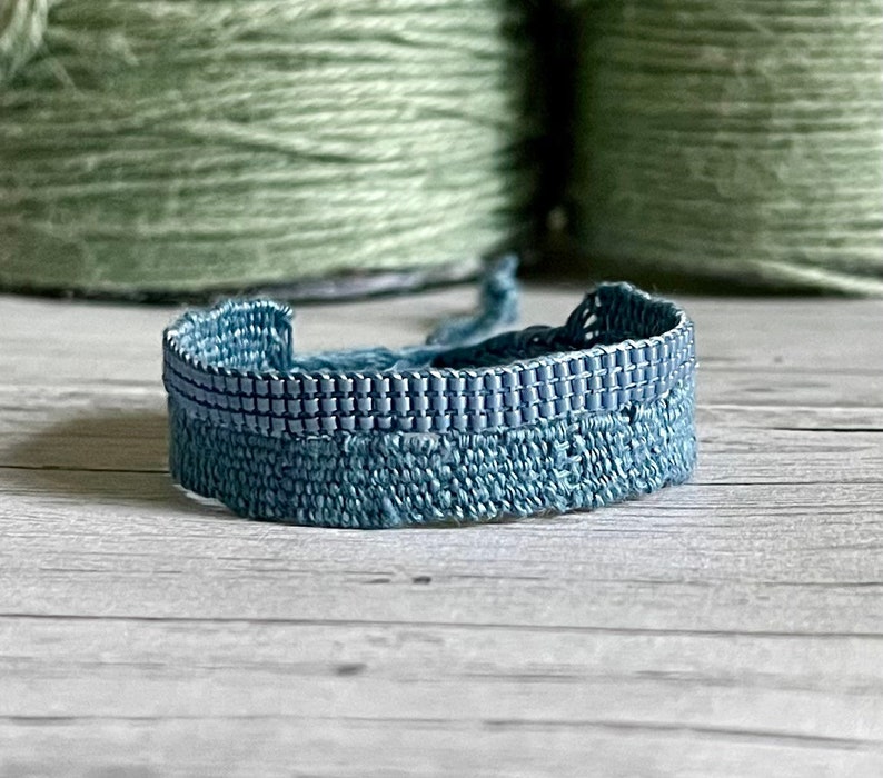 FORGET-ME-NOT Gewebtes Armband aus Leinen blau Miyuki Beads Bild 5