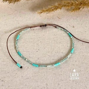 Zartes Armband aus japanischen Miyuki Perlen, minimalistisch Perlenarmband - Stapelarmband - mint - catalina
