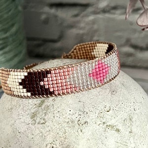 dyed rose RHOMBUS bracelet made from Japanese Miyuki delica Beads Armcandy