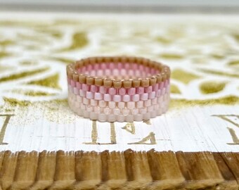 Miyuki Ring Beaded Ring  - pastel -  Peyote - rosa