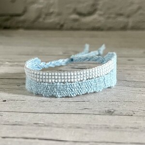 Woven linen bracelet sky Miyuki Beads image 5