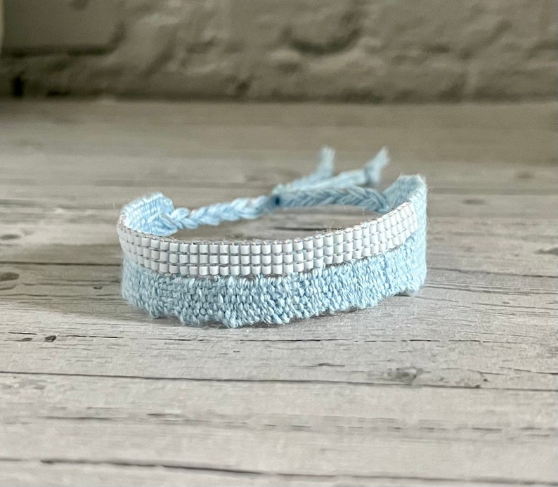 Woven linen bracelet sky Miyuki Beads image 5