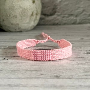 Woven linen bracelet - MIYUKI BEADS - rosewater - pink