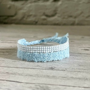 Woven linen bracelet sky Miyuki Beads image 1