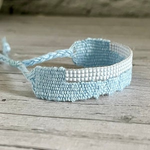 Woven linen bracelet sky Miyuki Beads image 2