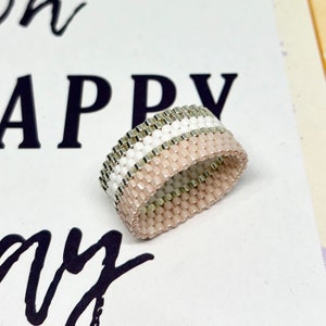 Miyuki Ring Beaded Ring silberfarben champagner Peyote Bild 3