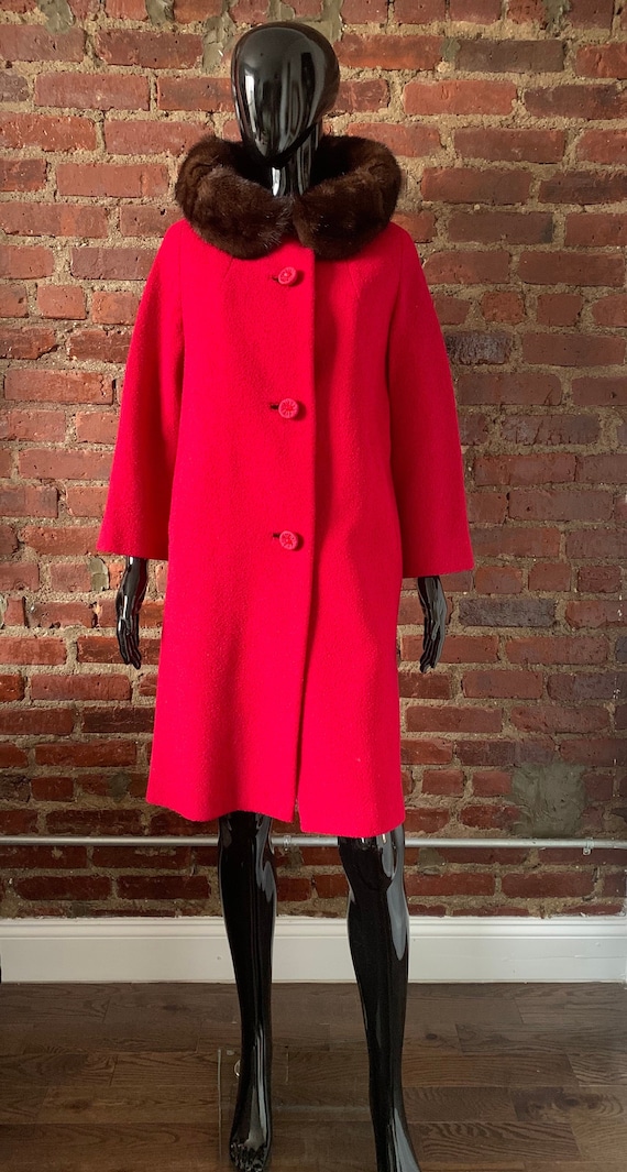 60s Stevens Hockanum Coat w/ Mink Collar