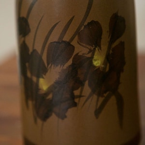 1970 Brown Floral Vintage Studio Pottery Vase - Pacific Stoneware Pottery- Bennett Welsh Handmade & Signed