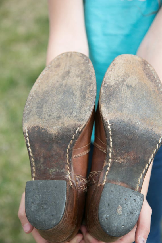 Vintage Romanian Leather Boots -Size 6 - image 5