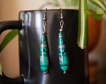 Southwest Hand Painted Earrings- Turquoise